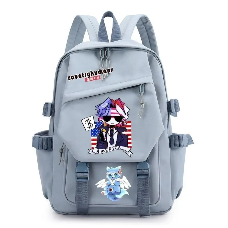 Negro Azul Rosa Verde, CountryHumans Country Humans Countryball Polonia Mochilas escolares para niños y adolescentes, Mochilas de anime para niñas y niños