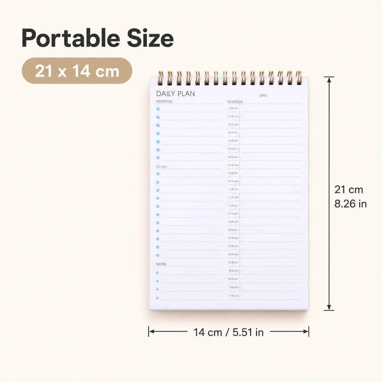 Spiral Daily Planner Notepad DAILY PLAN Schedule Notebook Portable Productivity Organizer 4 Color Pages Office Desk Supplies
