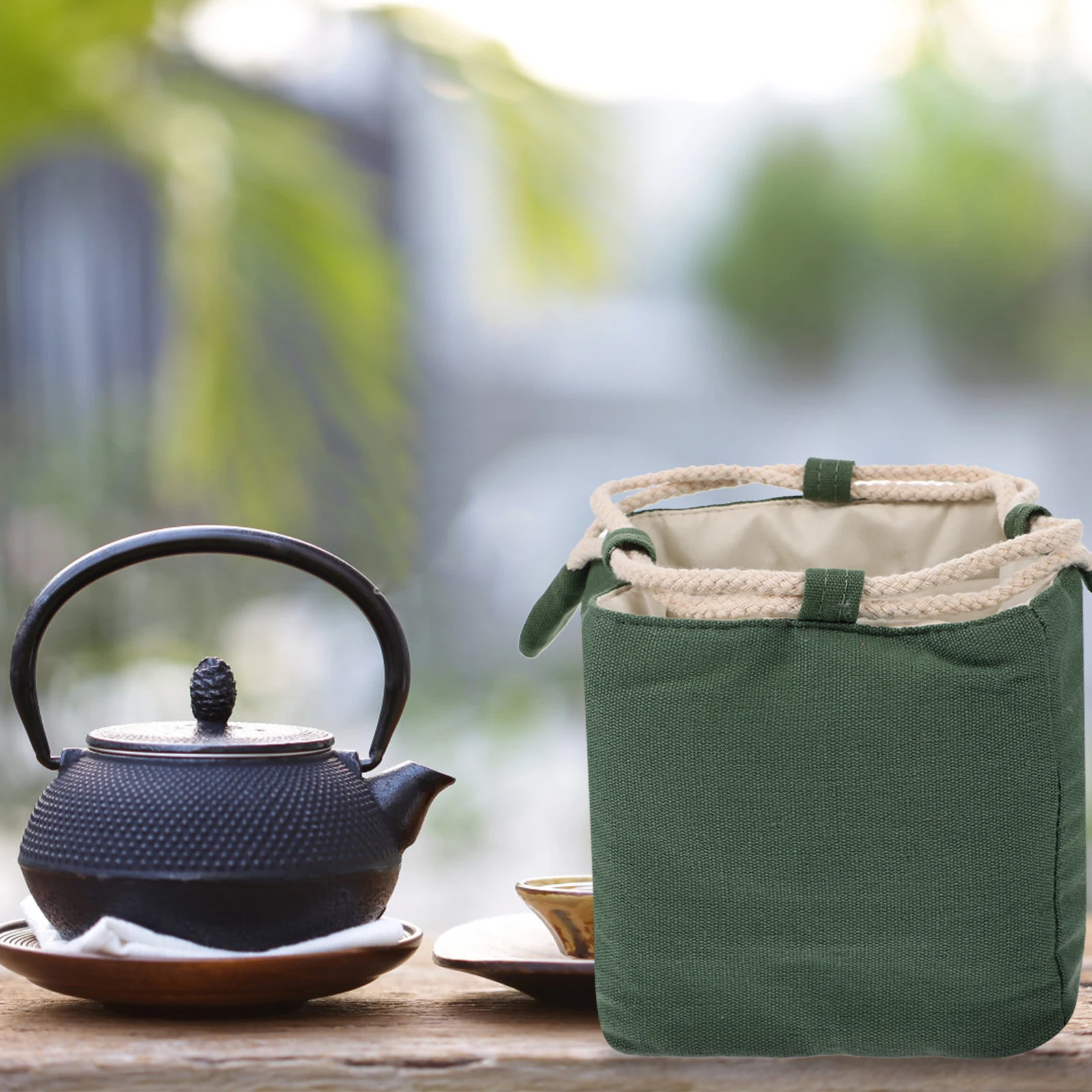 

Portable Teapot Holder Bag, Tea Cup Drawstring Bag, Foldable Teacup Container For Travel Home Hotel Dormitory, Multi-Function