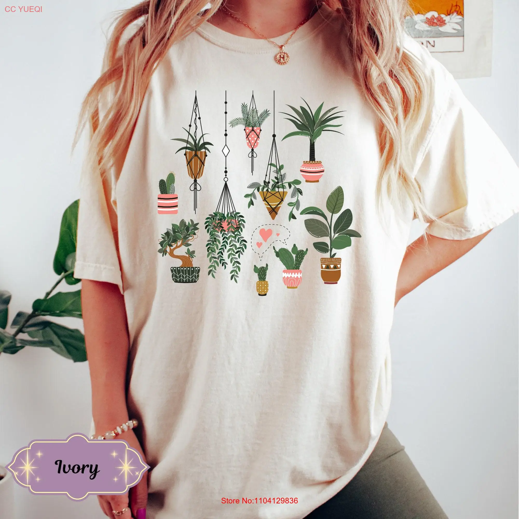 Retro Plant T Shirt Houseplant Women's Lover s Indoor Monstera Crewneck Botanical Mom  long or short sleeves