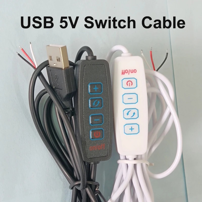 1PCS DC 5V LED Dimmer USB Port Power Supply Line Dimming Color-matching Extension Cable 2M With ON OFF Switch Adapter