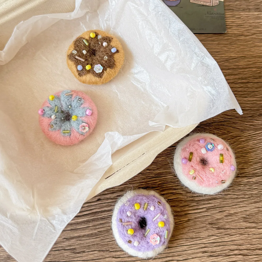 3pc simulação lã feltro donut bolo falso modelo foto adereços artesanal diy artesanato jóias acessórios festa de casamento decoração de natal