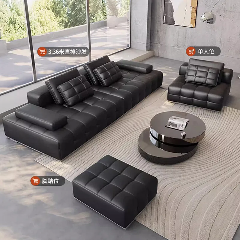 

Star Map [High Definition Edition] Italian Leather Large Unit Flat Villa Designer Minimalist Sofa Living Room Lawrence Straight