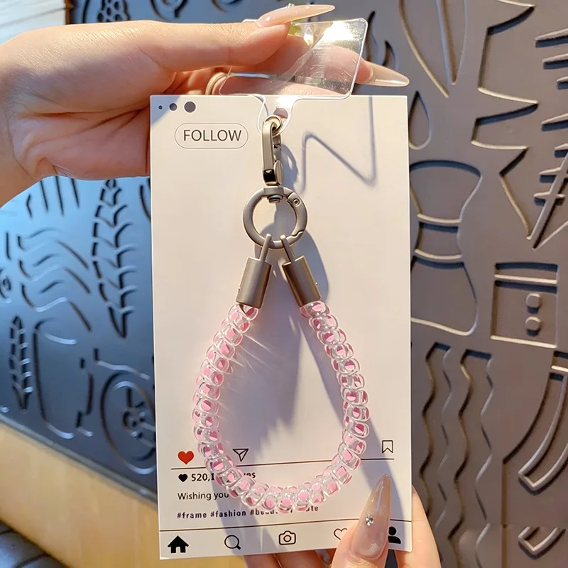 Colourful Spiral Retractable Spring Coil Keychain Portable Theftproof Anti-Lost Stretch Cord Keyring Girls Bag Decor Accessories