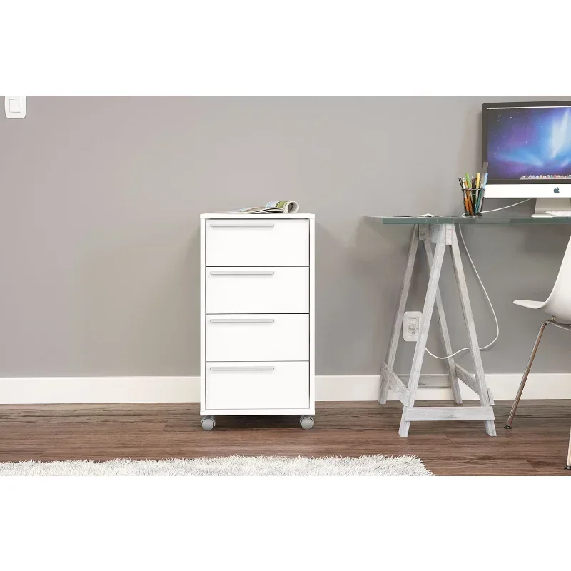 Mobile 4 Drawer Office Cabinet, White file cabinet  filing cabinet  cabinet