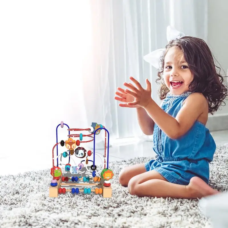 Bead Roller Coaster Maze Sorting Color Tracks Puzzle Colorful Roller Coaster Activity Game For Toddler Boys Girls Kids