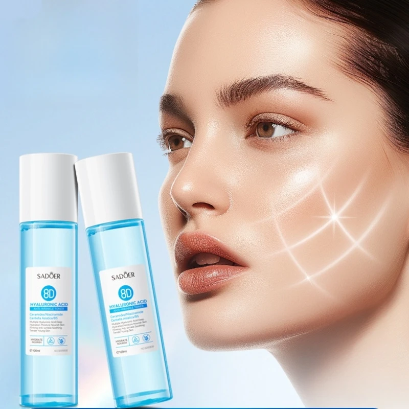 

100ml Hyaluronic Acid Anti-Wrinkle Toner 8D Moisturizing and Firming Moisturizing Water, Rich in Licorice Acid, Centella Asiatica Extract, Nicotinamide and Other Ingredients, Refreshing Texture, Easy to Absorb, Deeply Skin Replenish Moisture, Nourish Skin