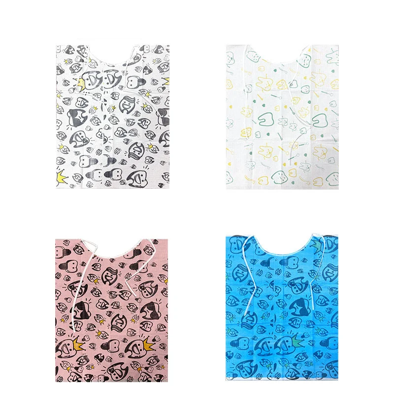 20pcs Dental Disposable Clean Pad Waterproof Medical Paper Neckerchief Dental Kid Cute Paper Scarf Lacing Dentistry Materials