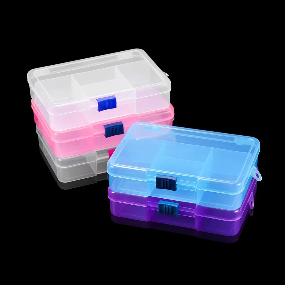 5 Grids Plastic Nail Storage Box Jewelry Display Beads Earring Case Organizer DIY Jewelry Accessories Storage Supplies 1 Box