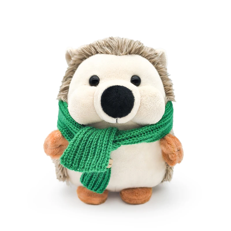 18CM Lifelike Hedgehog Plush Toys Soft Stuffed Cartoon Animal Simulation Hedgehogswith Scarf Doll Cute Home Decoration Gifts