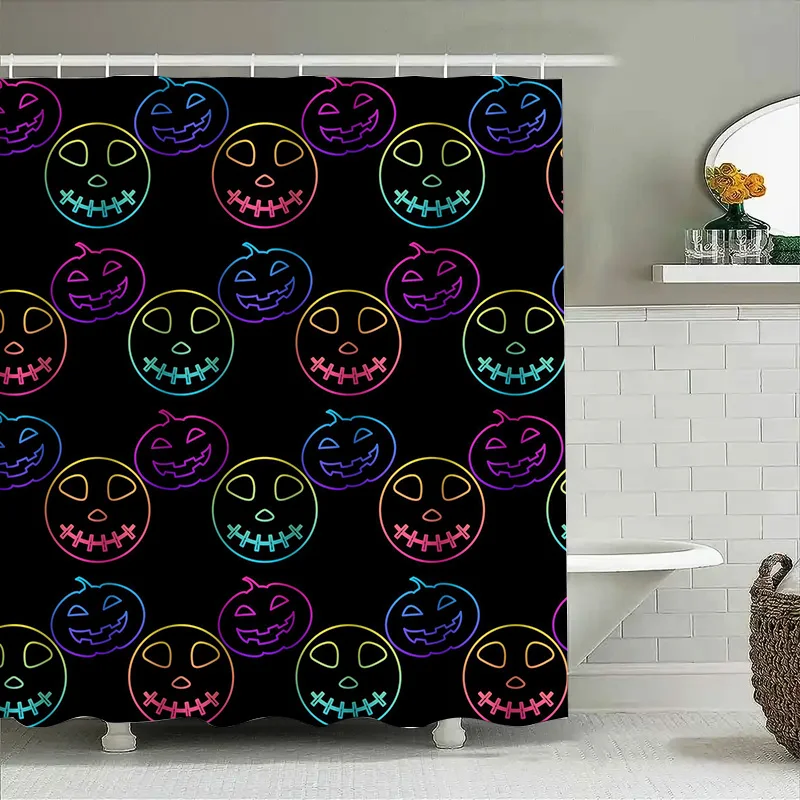 

Tuniu Neon Halloween Striped Curtain Bright Orange Black Kids Baby Shower Curtain Room Decor