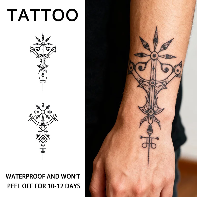 Geometric Runes Waterproof Temporary Tattoo Stickers, Long-lasting Waterproof for One to Two Weeks, For Man and Women, For Arm