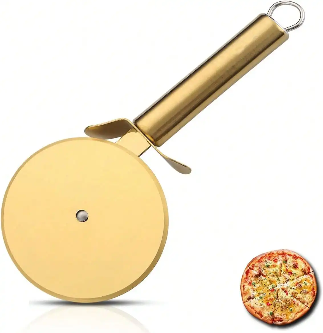 

Gold-Plated Stainless Steel Pizza Cutter Wheel Sharp Blade for Home & Commercial Use