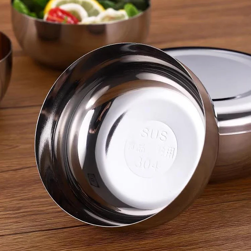 1Pc Stainless Steel Korean Rice Bowl With Cover - Single Layer Anti-Scald Anti-Fall Bowl, Child Safe Tableware for Steamed Rice