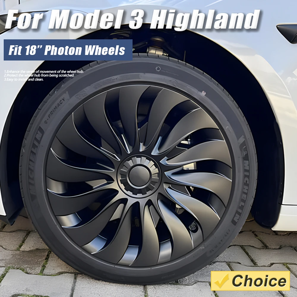 4PCS Rad Abdeckung für Neue Tesla Modell 3 Highland 2024 2025 18 Zoll Leistung Ersatz Radkappe Automobil Vollrand zubehör