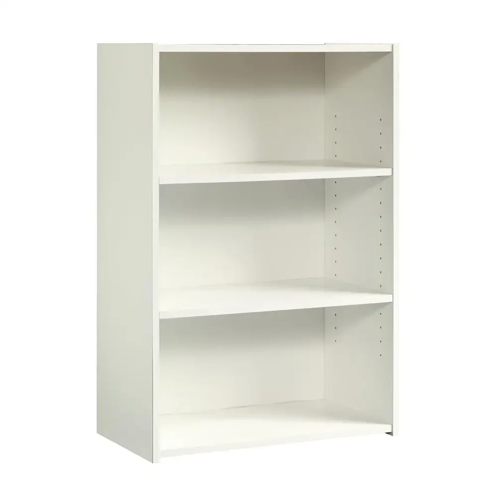 Soft White Adjustable 3-Shelf Bookcase Beginnings Collection Versatile Furniture Piece Engineered Wood Horizontal Orientation