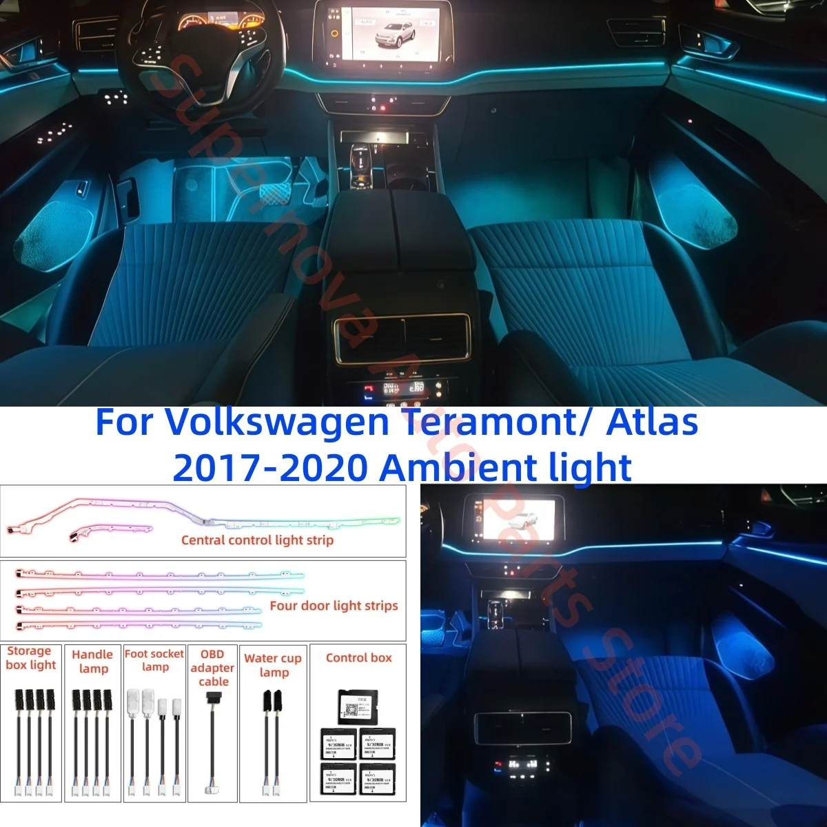 For Volkswagen Teramont Atlas 2017-2020 LED Ambient light automotive interior lighting upgrade Car accessories Decorative strip