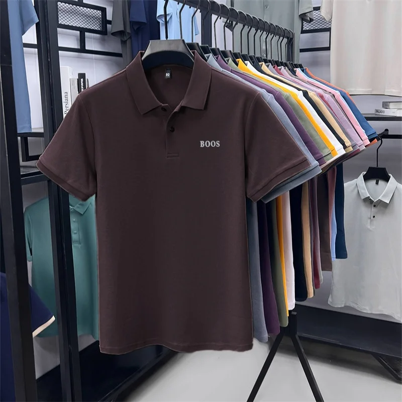 100% Baumwolle Hochwertige Herren Kurzarm-Poloshirts mit Kragen und Knöpfen Buchstabendruck Mehrere Farboptionen Meistverkaufte Herrenbekleidung – Detail 33