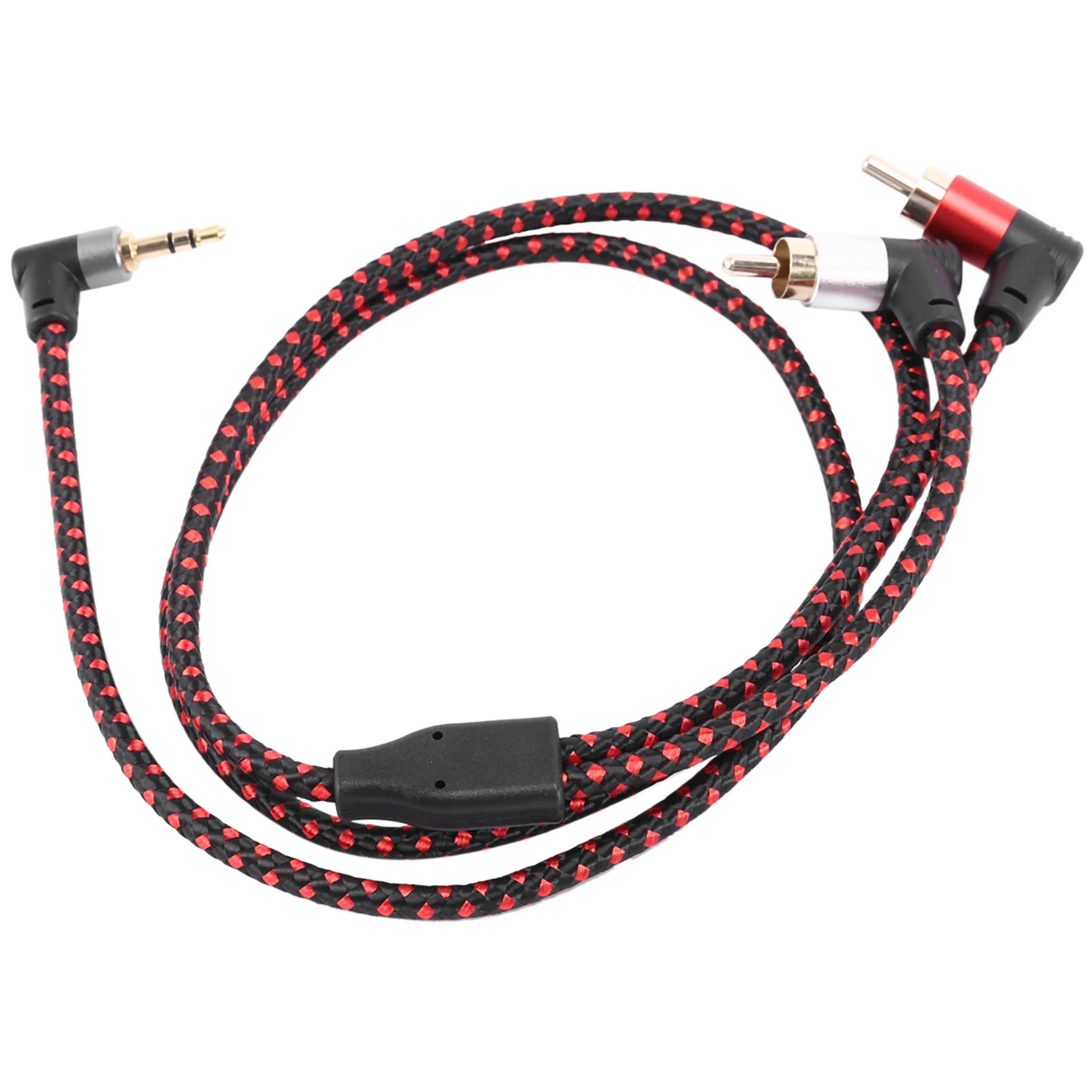 Excellent! 90 Degree 3.5mm Male to 2 RCA Male Cable Right Angle Stereo AUX Y Splitter Cord Microphone Jack Plug for Laptop 1M
