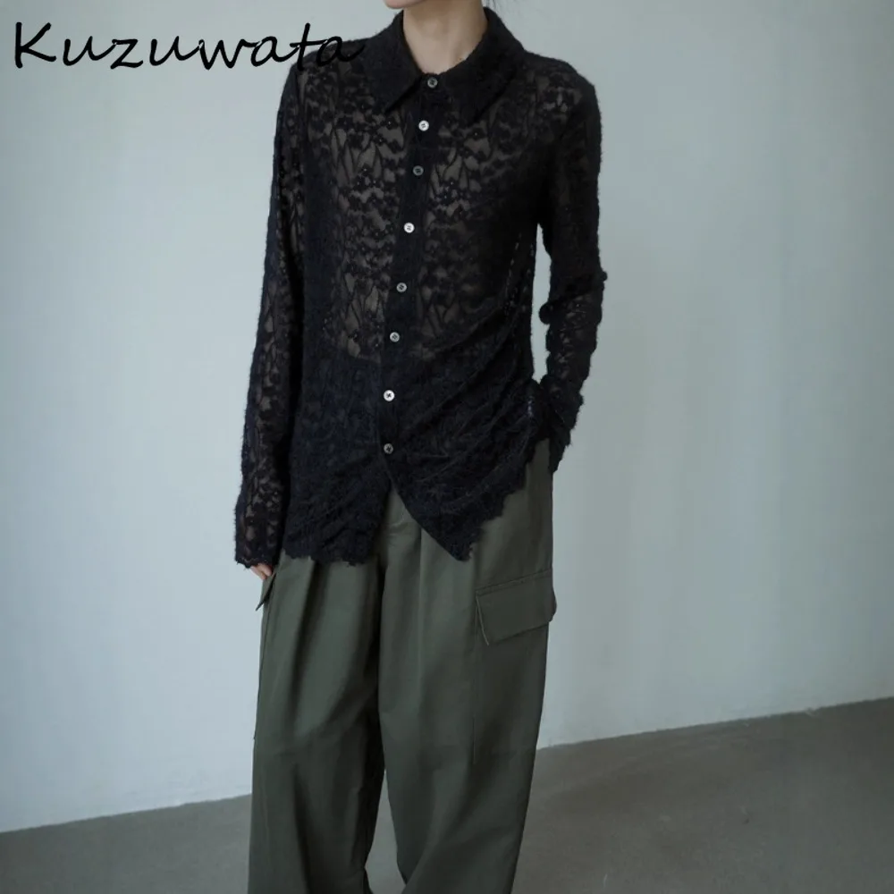 

Kuzuwata персонализированная уличная одежда в стиле хип-хоп Moda Mujer Camisetas новая винтажная кружевная рубашка японский ажурный сексуальный укороченный топ Spice Girls