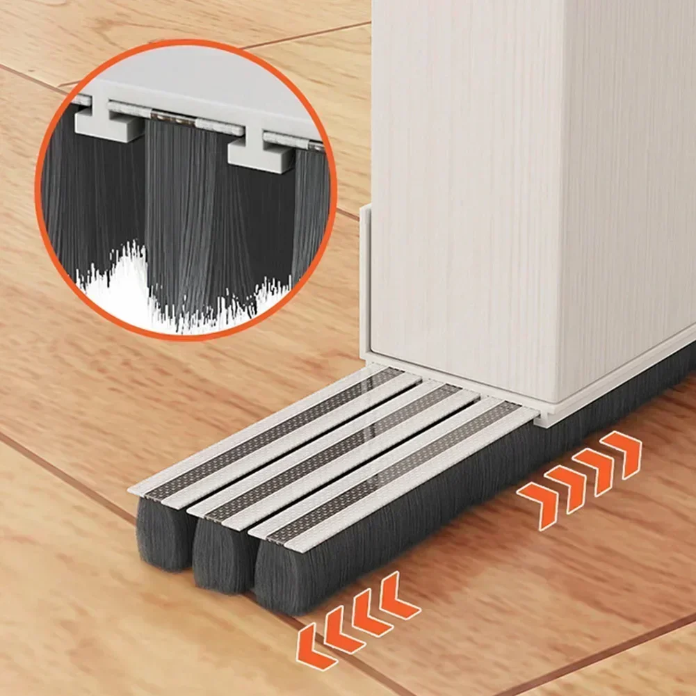 

Draft Stopper Door Seal Strip Soft Bristle Brush Self-adhesive Backing PVC Material Three Layer Door Seal Strip