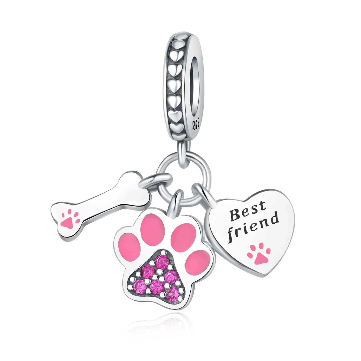 

Orstarry 925 Sterling Silver Bone Claw Printed Love Character Beads Original Pendants Bracelet Charm Jewelry Party DIY Gifts