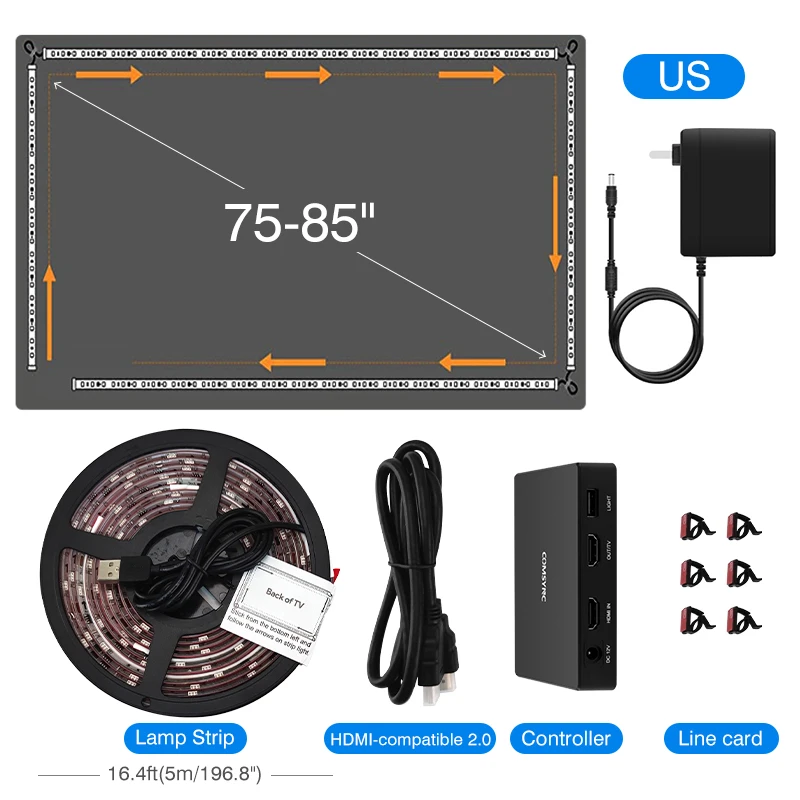 New 4K HDMI-Compatible Smart Led TV Backlight Light Strip RGB Hue Sync Screen App Control for Computer Game Room Decor Movie