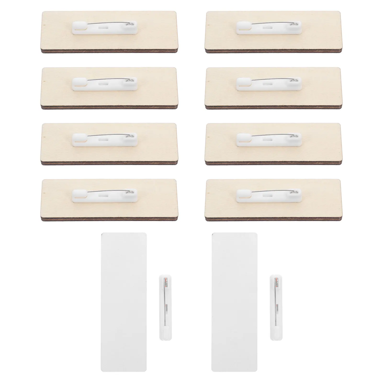 

10 Pcs Blank Name Tags Wooden Identification Badges for Kids with Pins Holder Gold Bulk Sublimation ID Badge Blanks