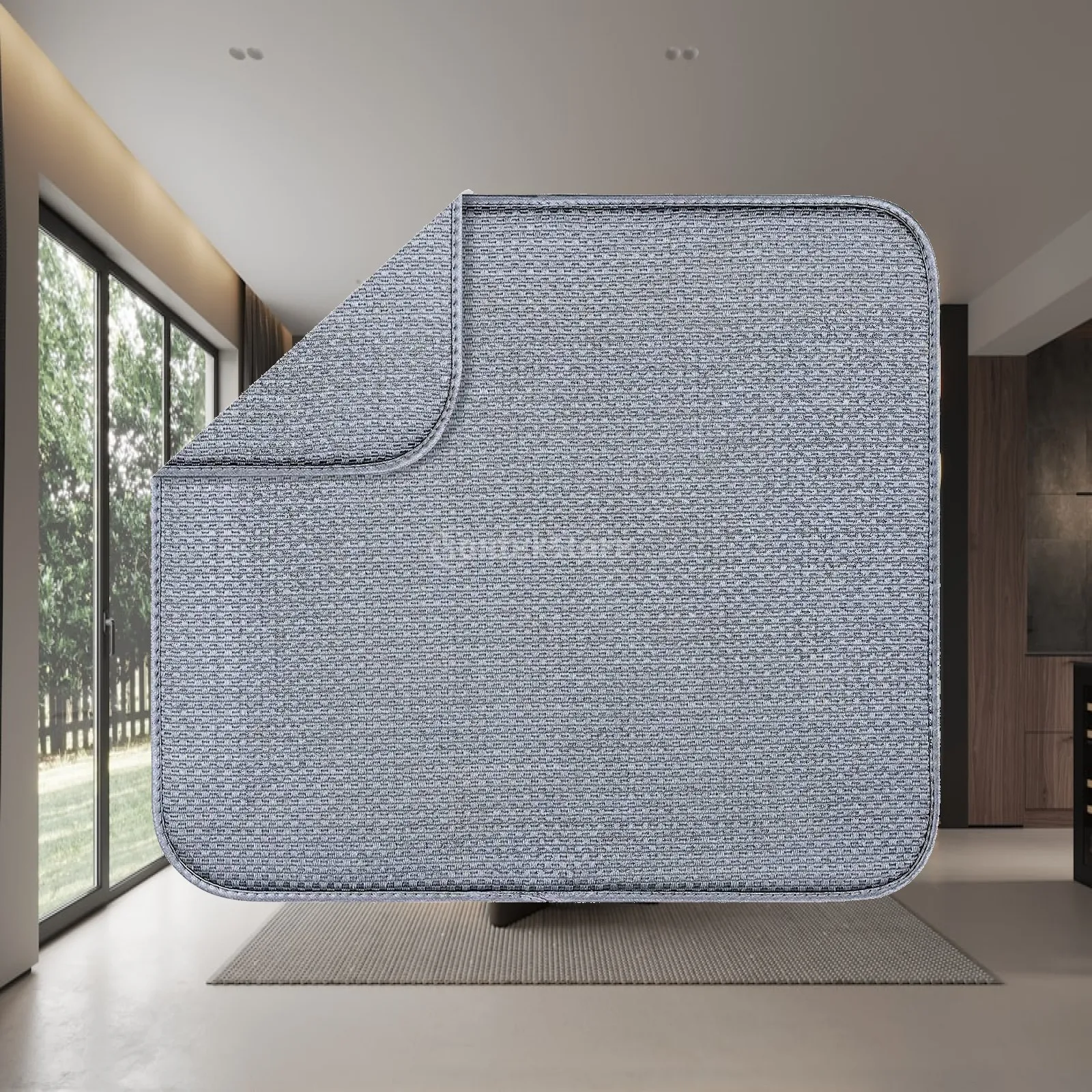 Dish Drying Mat for Kitchen Counter Absorbent Microfiber Pad Large Foldable Non Slip Drainer Rack Mat Protects Surfaces from