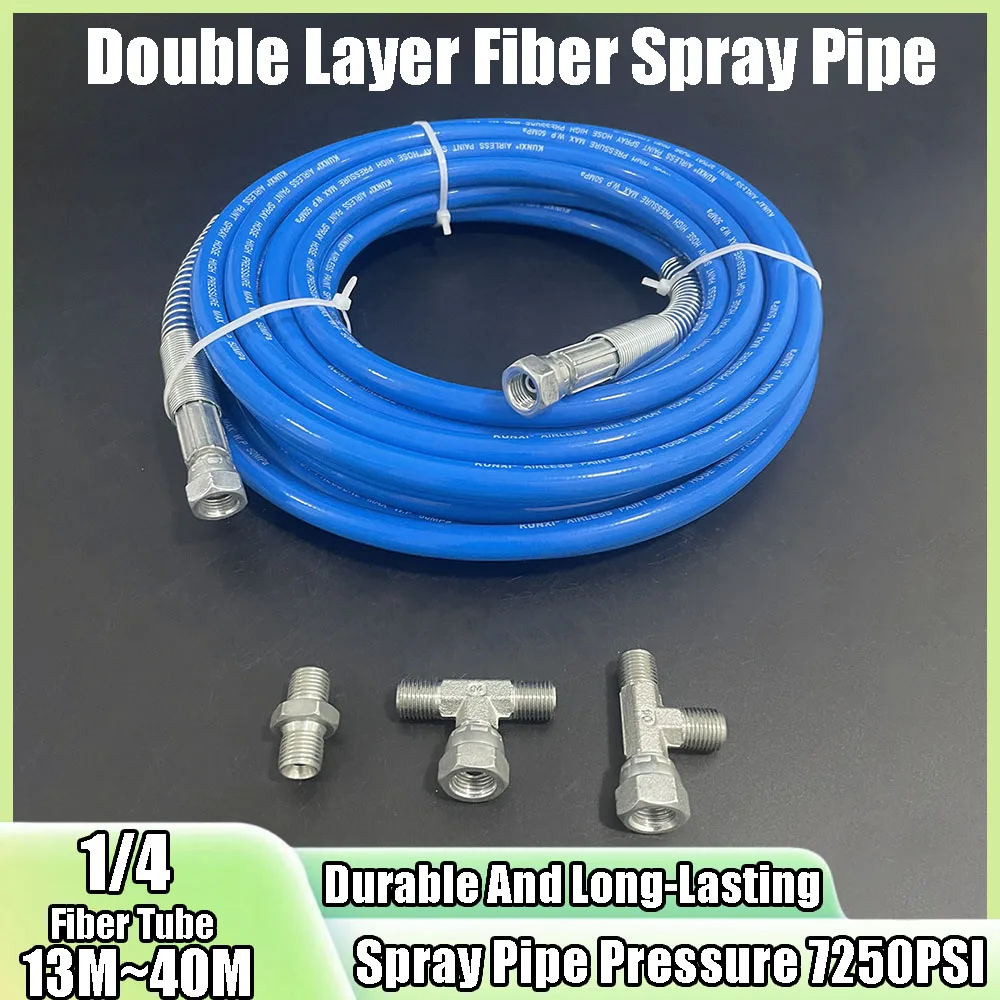 Double Layer Woven Fiber High-Pressure Hose * 7250PSI Universal Spray Paint Flexible Hose Equipped With 1/4 Pair of Wire And Tee