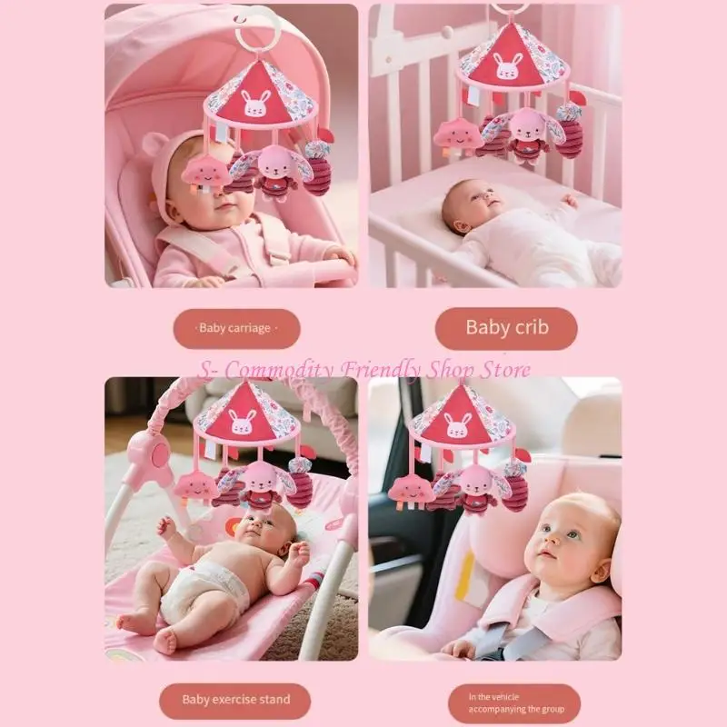 85AE 부드러운 유아 유모차 교수형 장난감 사랑스러운 동물 침대 벨 유아용 침대 모바일 딸랑이 장난감