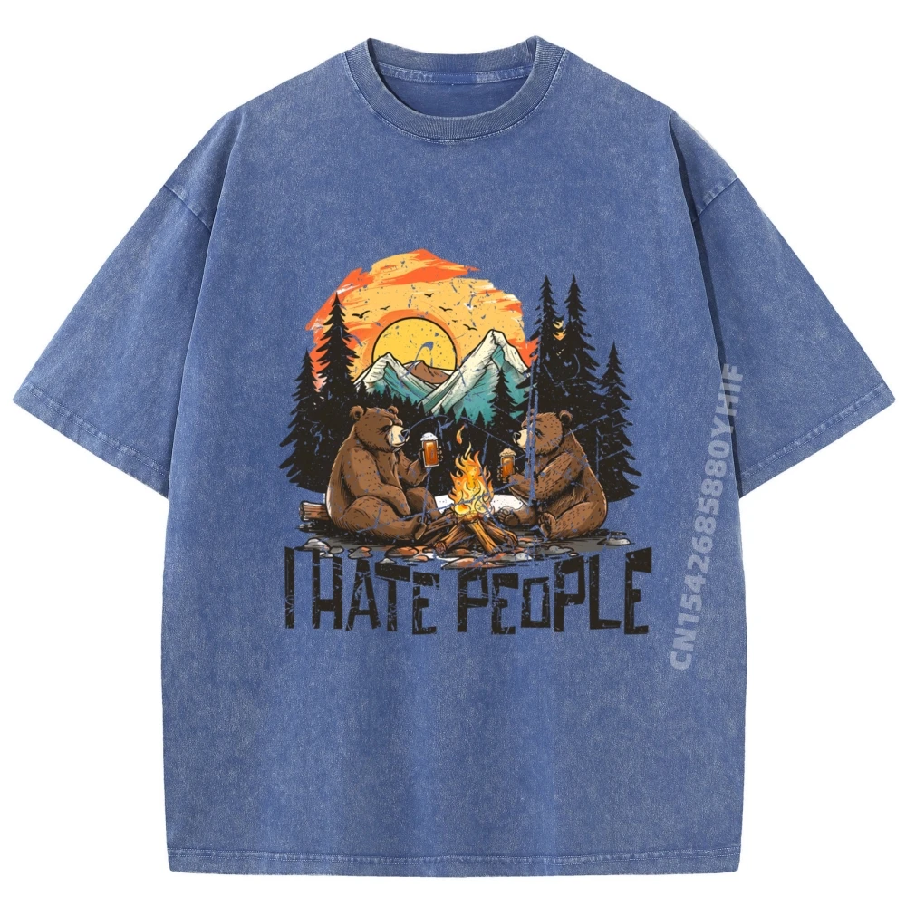 فضفاض رجل بلايز تيز خمر أنا أكره الناس مضحك مجنون مضحك تي شيرتات عجيبة مريحة الأسرة غسلها تي شيرت كلاسيكي