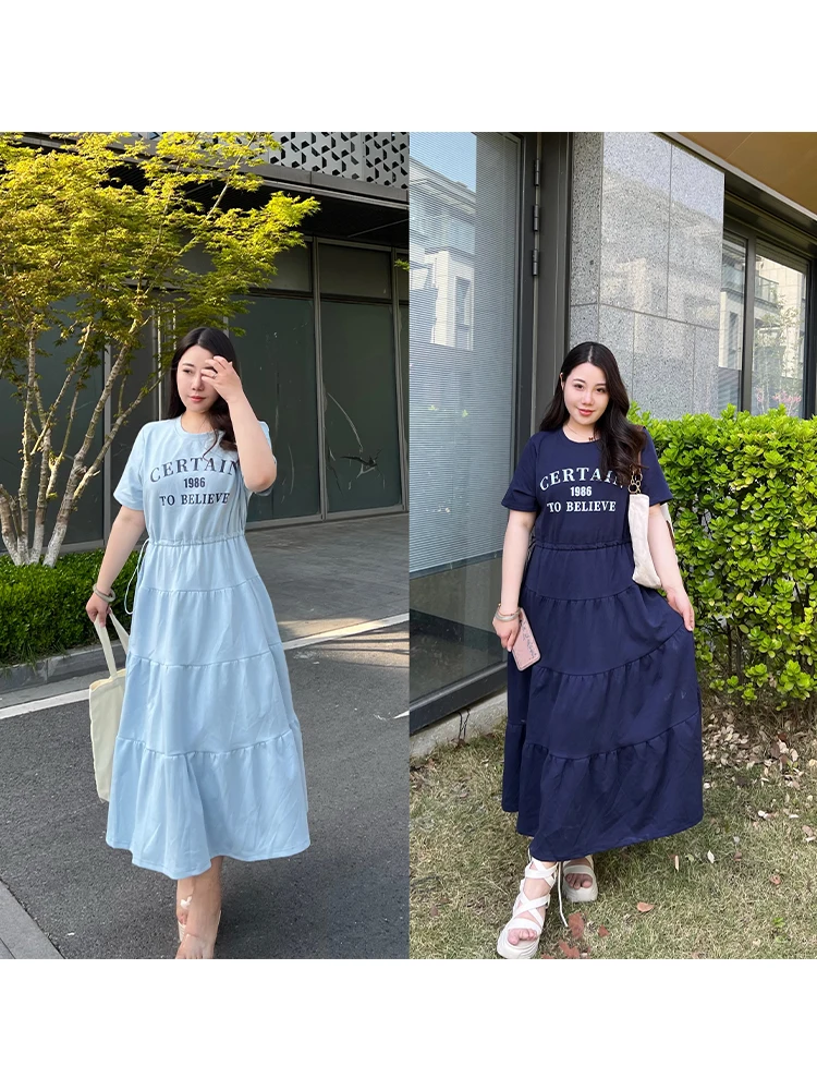 

Повседневная свободная юбка А-силуэта с эластичным поясом, высокая талия, смесь хлопка, полиэстера и спандекса, летняя длинная юбка для полных...