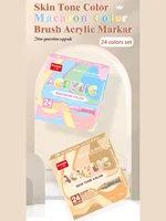 Rotuladores de pintura acrílica de tono de piel de 24 colores, marcadores de pintura con punta de pincel para madera, vidrio, tela, pintura de rocas, bolígrafos de pintura, dibujo de artistas