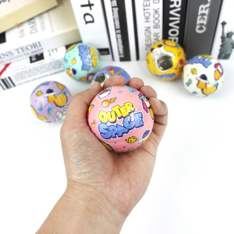 6Pcs Cute Outer Space Astronaut Bouncy Balls Jumping Elastic Rubber Balls Kids Birthday Party Favors Goodie Bag Pinata Filler