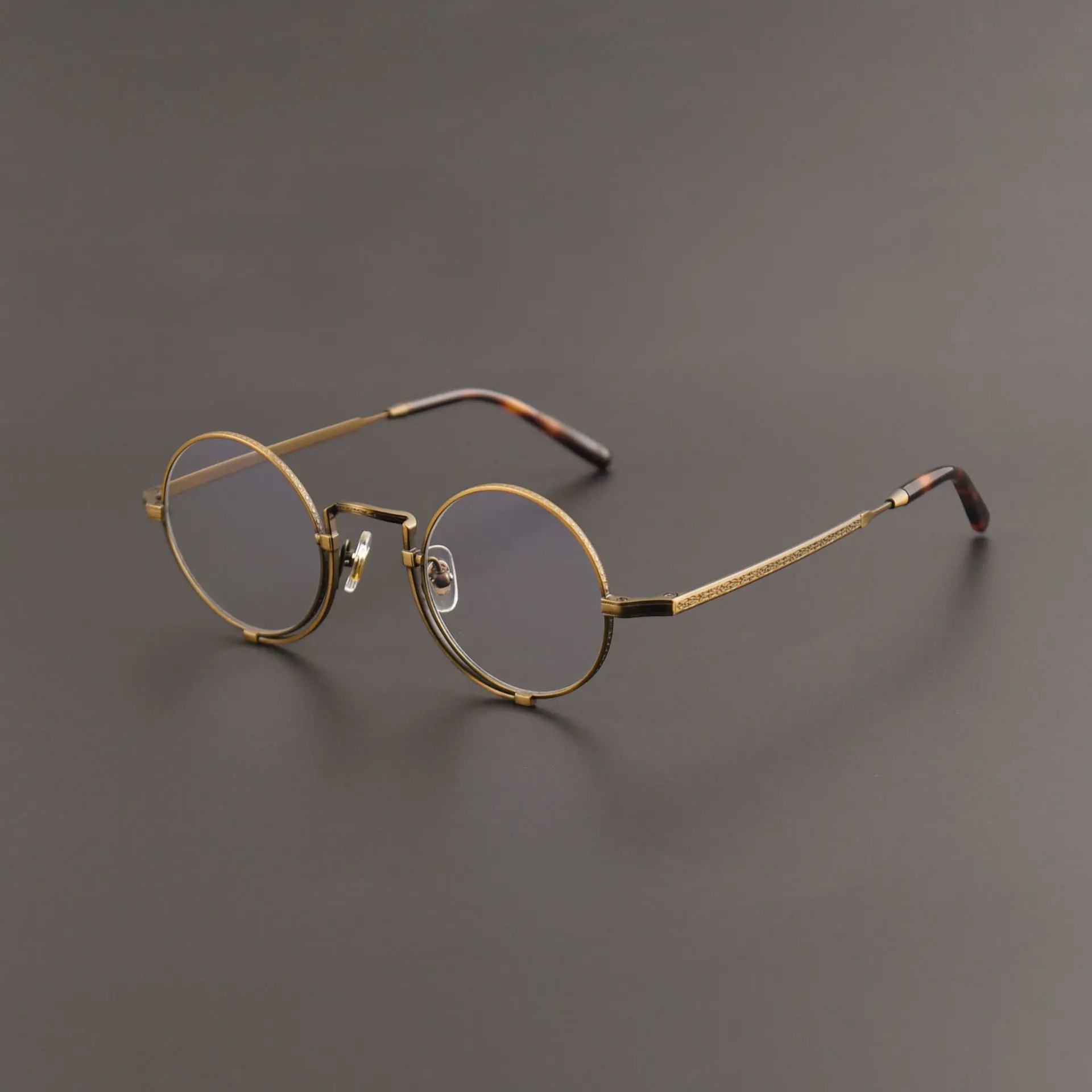 Titanium Small Round Eyeglasses Frame Male Anti Blue Light Reading Glasses Men Spectacles 0 +100 150 200 250 Bronze Black Gray