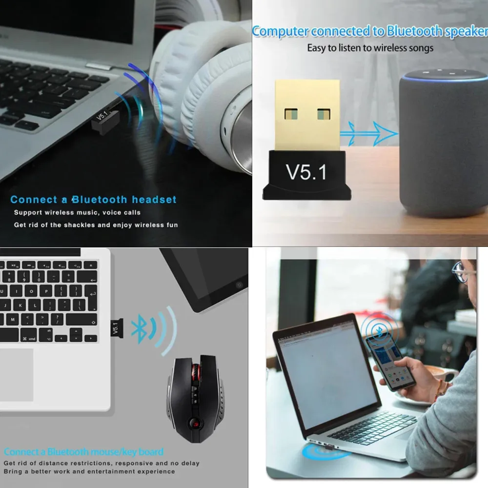 Bluetooth 5.1 USB-adapter voor pc-laptop - Zenderontvanger Bluetooth Dongle Draagbare draadloze MINI USB Bluetooth 5.1-adapter