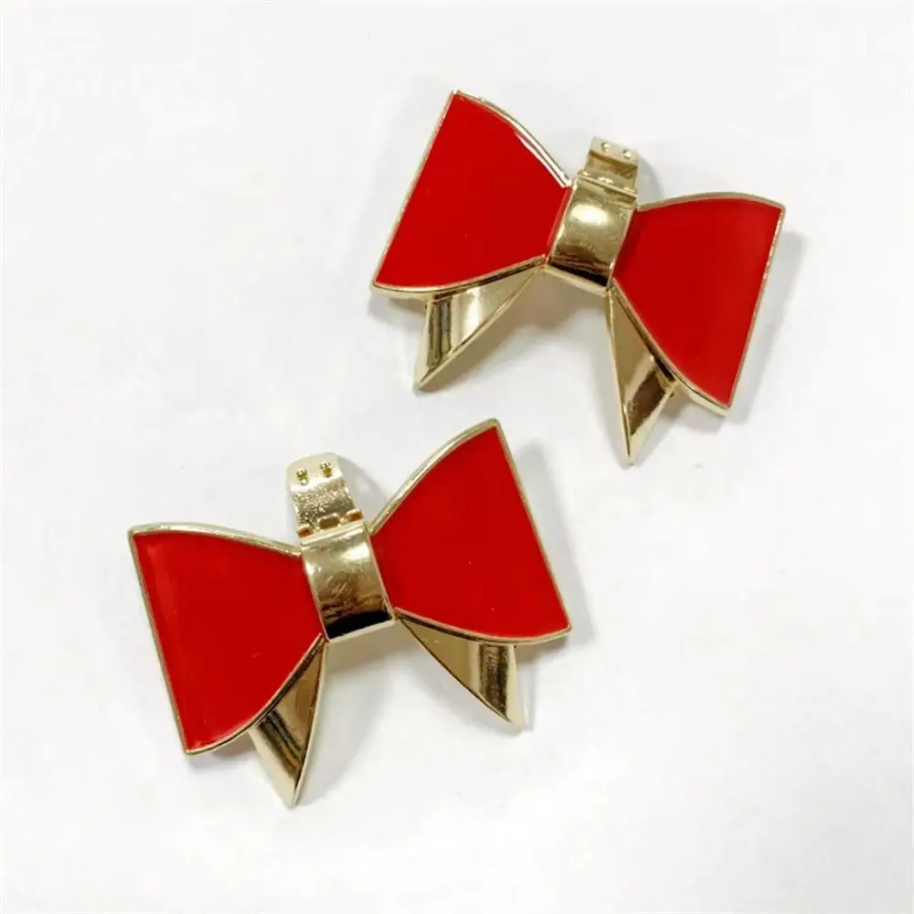 Shiny Metal Shoe Clips Bowknot Removable Charm Buckle Charms Jewelry for Women Lady