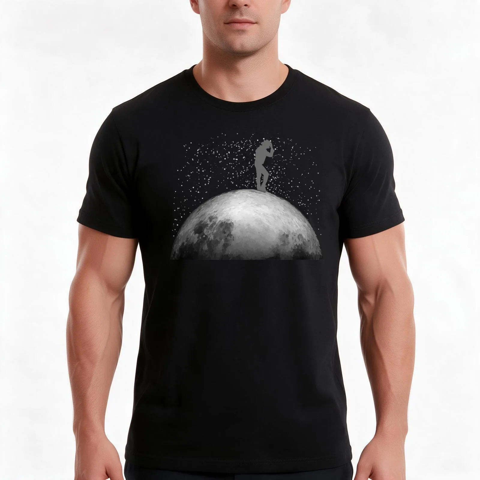 Moonwalk T-Shirt, Summer Casual Cotton Tee, Oversized Streetwear Tops, Vintage Graphic Print, Loose Fit Short Sleeve