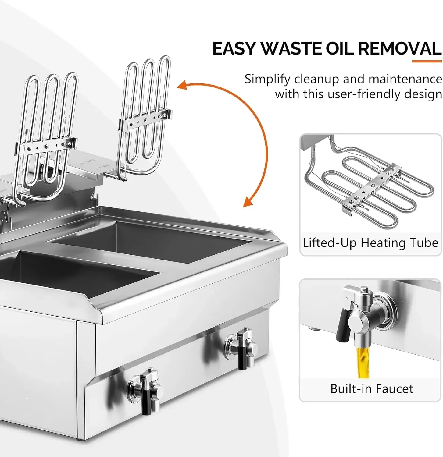 Electric Deep Fryer Dual Tank Countertop Frying Machine With Baskets Drains Lids Timer Adjustable Temperature Commercial Home Re