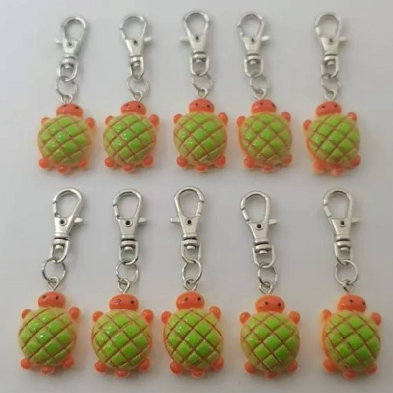 10pcs resin cute biscuit turtle keychain, suitable for bag and phone hanging accessories, the best choice for gifts