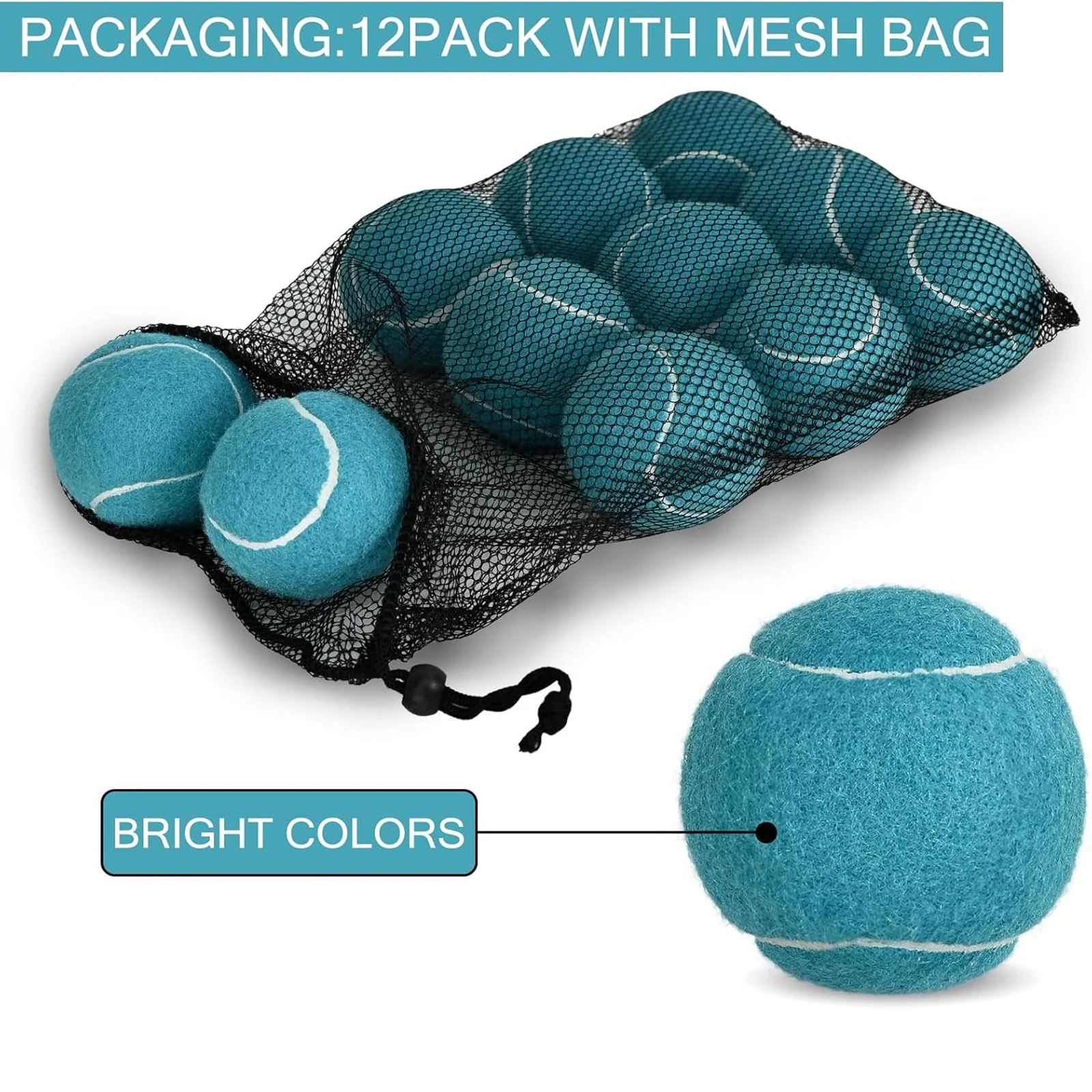 12Pcs Bulk Tennis Balls Durable Construction Pet Dog Training, Catching Tennis Balls for Outdoor Play Tennis Equipment