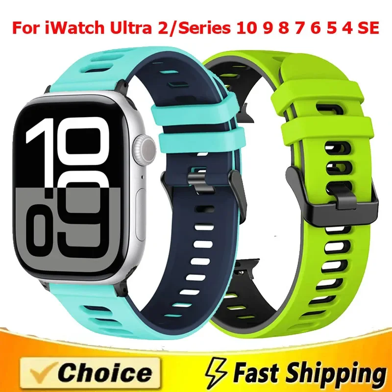 Sport-Silikonarmband für iWatch Ultra 2 49 mm Serie 10 9 8 7 6 SE 38 40 41 mm Armband für Apple Watch Band 46 mm 42 mm 44 mm 45 mm