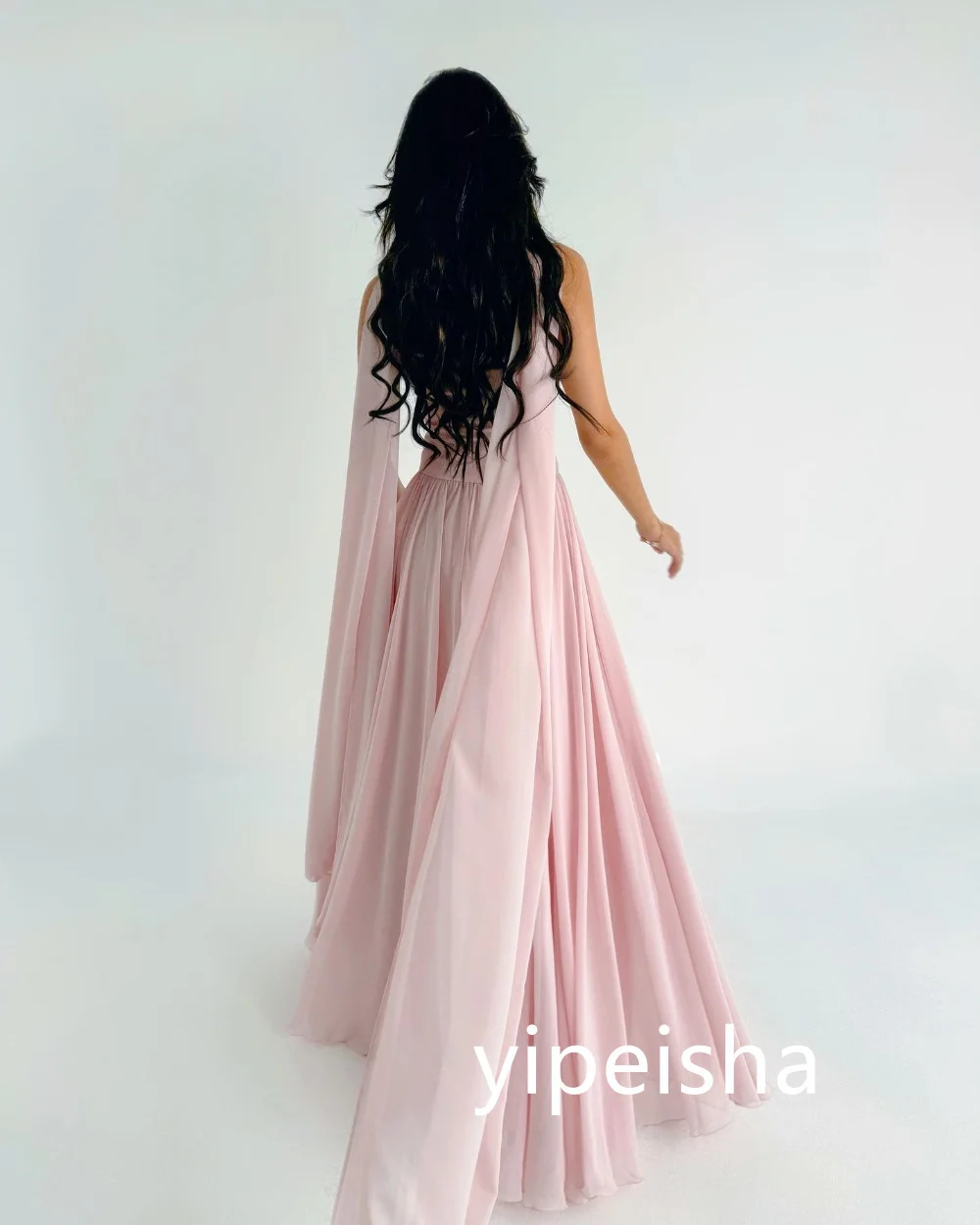 Customized Sparkle Chiffon Pleat A-line Strapless Midi Dresses Evening Dresses Classic Exquisite Modern Style Pastrol Unisex For