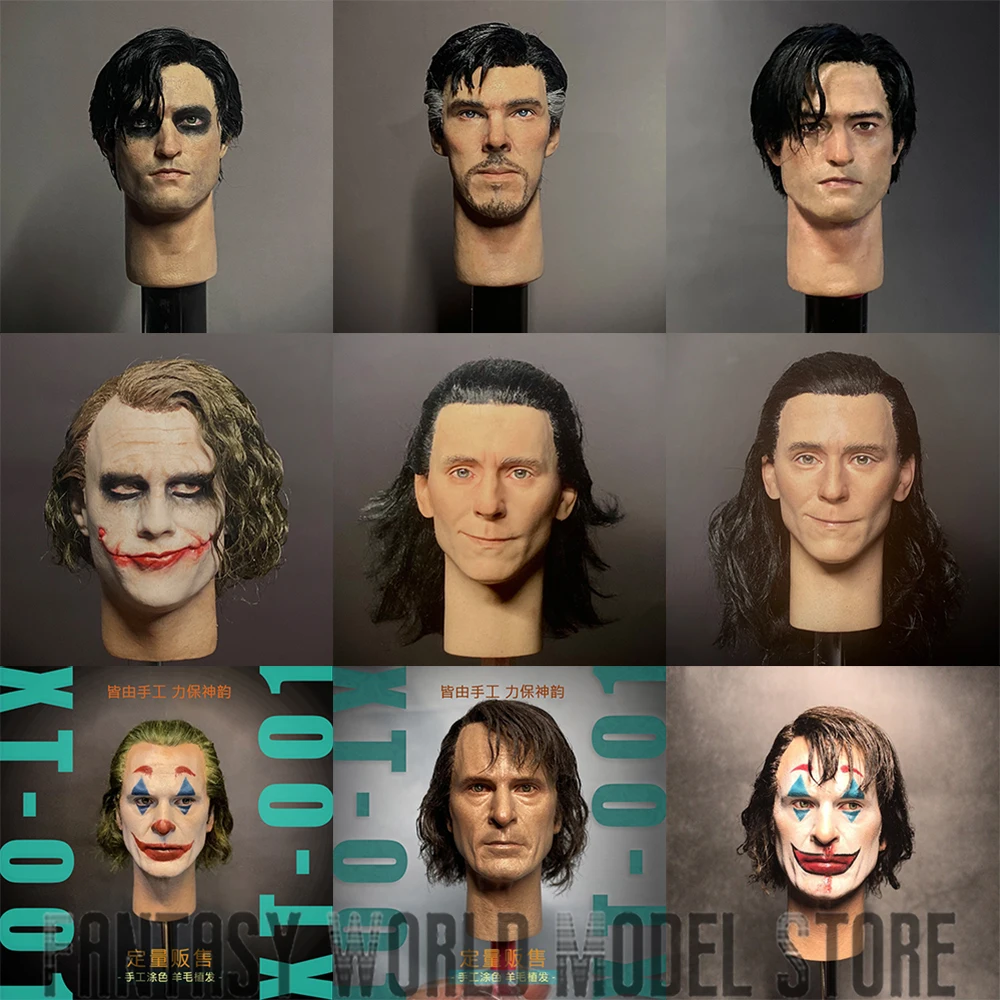 

1/6 масштаб Joker Loki Доктор Странный Роберт Паттинсон голова скульптура резьба Модель с шеей подходит для 12 дюймов мужской экшн-фигурки тело сделай сам