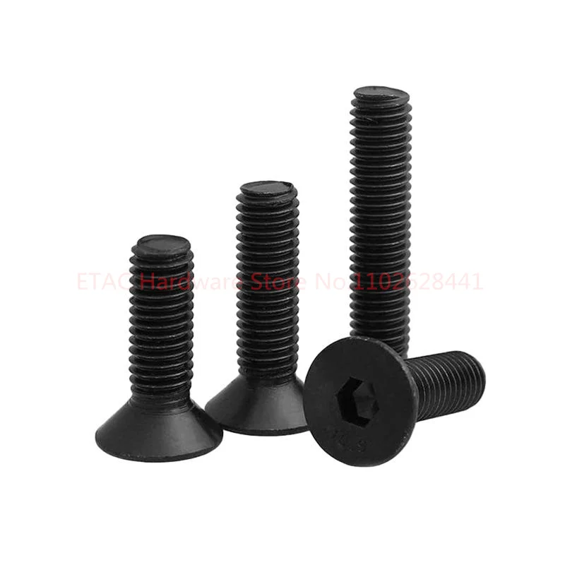 DIN7991 M1.6 M2 M3 M4 M5 M6 M8 M10 M12 M14 M16 Black Cabon Steel Bolt Inner Hex Hexagon Socket Flat Countersunk Head Screw