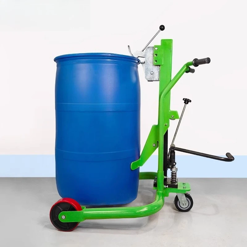

Oil drum truck pallet hydraulic pouring oil handling 350 kg foot pallet plastic iron drum 200 liters pouring material