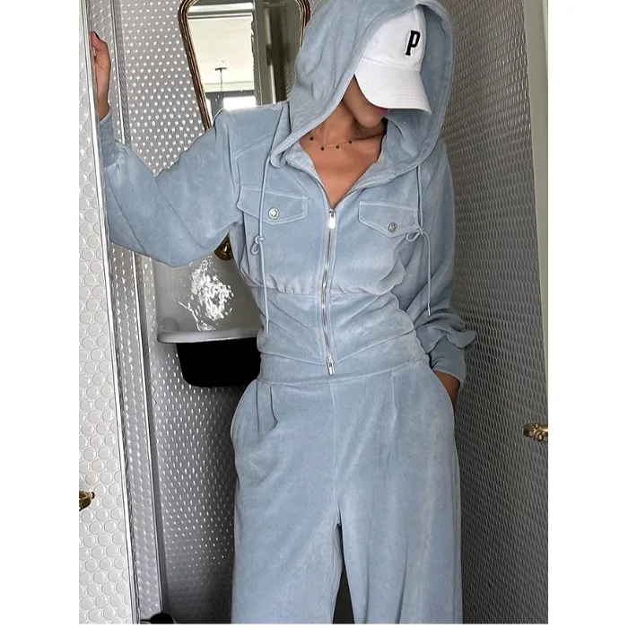 

Faionable Spor Velvet Hooded Set Pants Korean Sle Regular Fit Medium Softn Online Exclusive Autumn Winter Street Sle