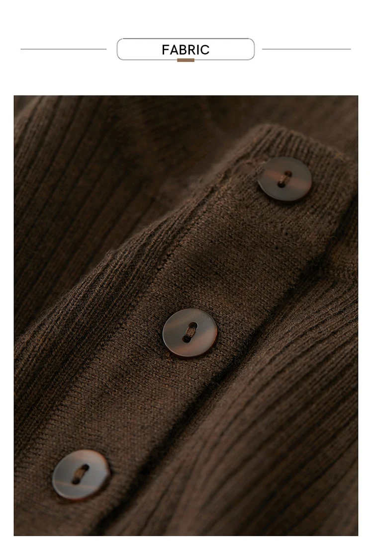 Amii Minimalism 2026 Strickjacke für Damen Herbst Neu Pendler O-Ausschnitt Gespleißte Kurze Wollstreifen Schlanke Langarm-Oberteile 12443022 – Detail 11
