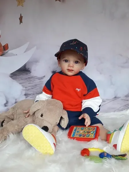 Dls puro artesanato 25 polegadas menino versão reborn bebê fritzi desenho à mão cabelo já acabado boneca presente de natal